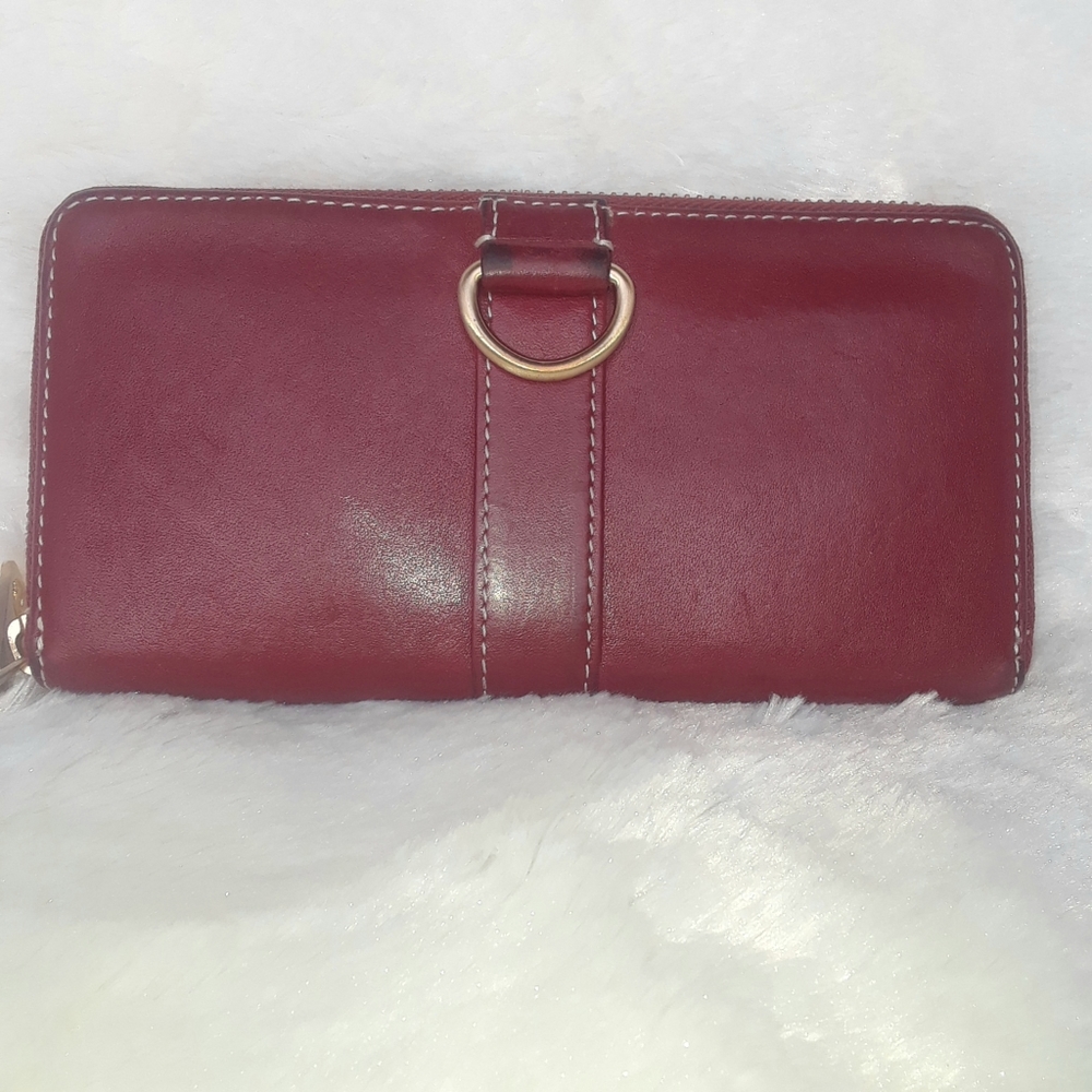 Talbots red leather zip wallet